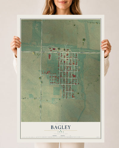 Map of Bagley, Iowa, 24 x 36 inch unframed archival matte print