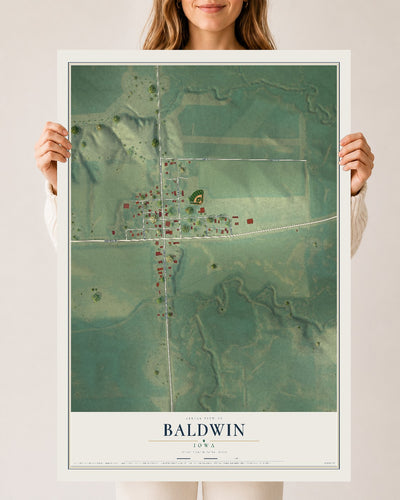 Map of Baldwin, Iowa, 24 x 36 inch unframed archival matte print