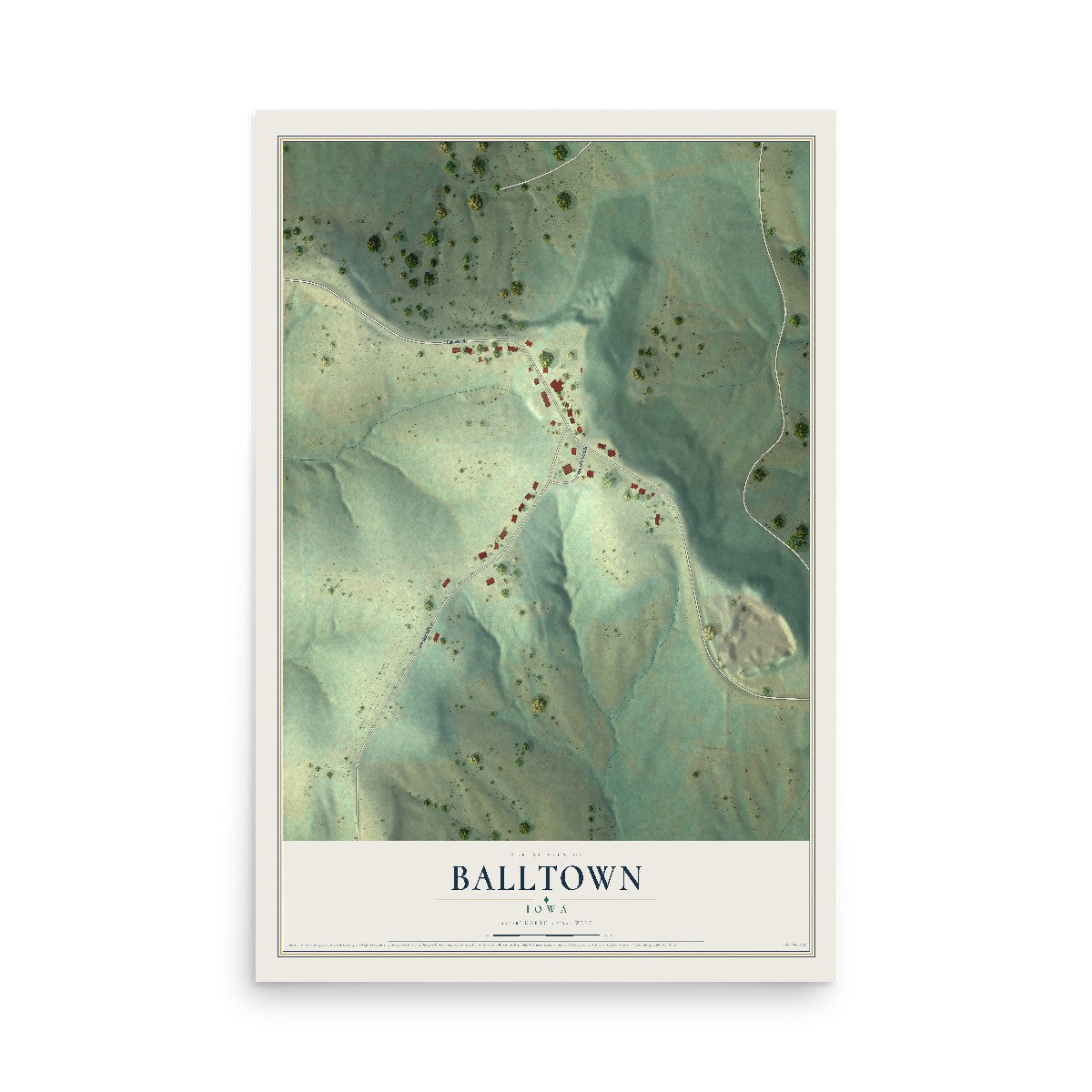 Map of Balltown, Iowa, 12 x 18 inch unframed archival matte print