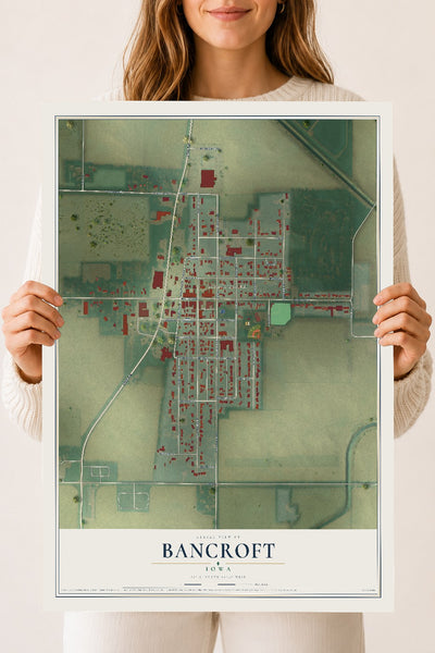 Map of Bancroft, Iowa, 18 x 24 inch unframed archival matte print