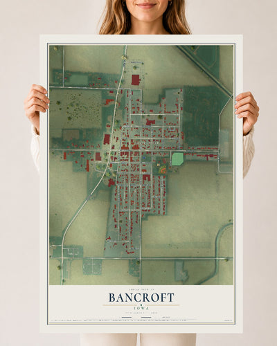 Map of Bancroft, Iowa, 24 x 36 inch unframed archival matte print