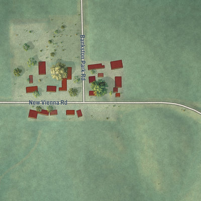 Close-up of the map of Bankston, Iowa print showing street and building detail