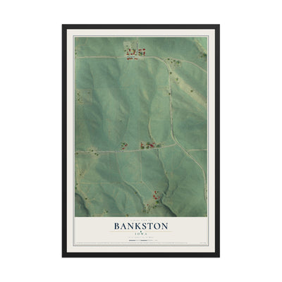 Map of Bankston, Iowa, 12 x 18 inch print in a black wood frame