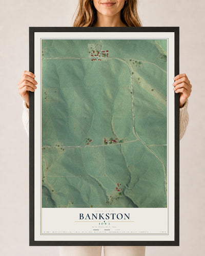 Map of Bankston, Iowa, 24 x 36 inch print in a black wood frame