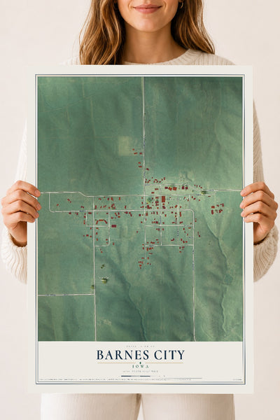 Map of Barnes City, Iowa, 18 x 24 inch unframed archival matte print
