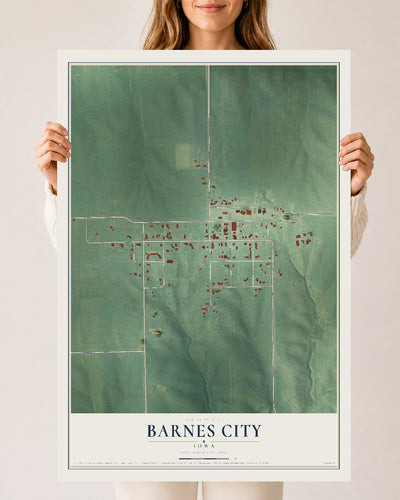 Map of Barnes City, Iowa, 24 x 36 inch unframed archival matte print