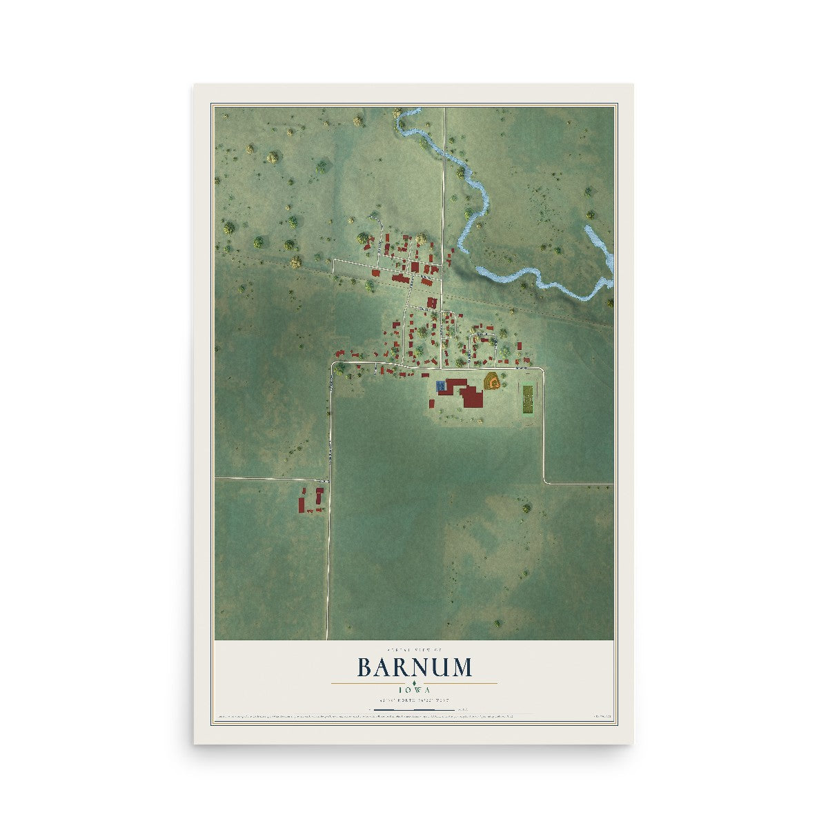 Map of Barnum, Iowa, 12 x 18 inch unframed archival matte print