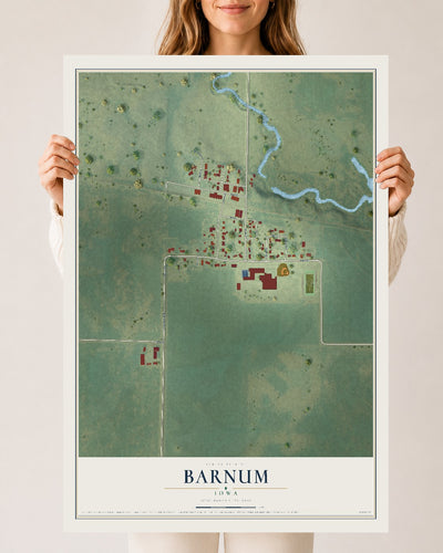 Map of Barnum, Iowa, 24 x 36 inch unframed archival matte print