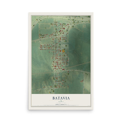 Map of Batavia, Iowa, 12 x 18 inch unframed archival matte print