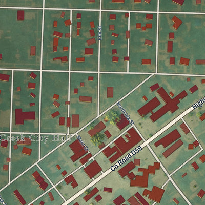 Close-up of the map of Battle Creek, Iowa print showing street and building detail
