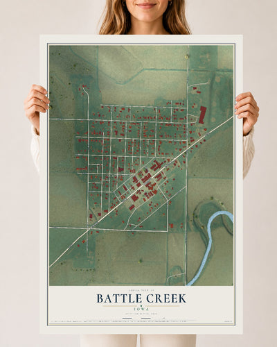 Map of Battle Creek, Iowa, 24 x 36 inch unframed archival matte print