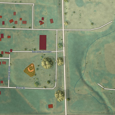 Second close-up of the map of Bayard, Iowa print showing more streets and buildings