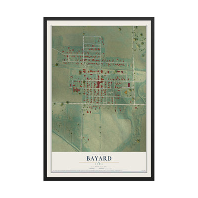 Map of Bayard, Iowa, 12 x 18 inch print in a black wood frame