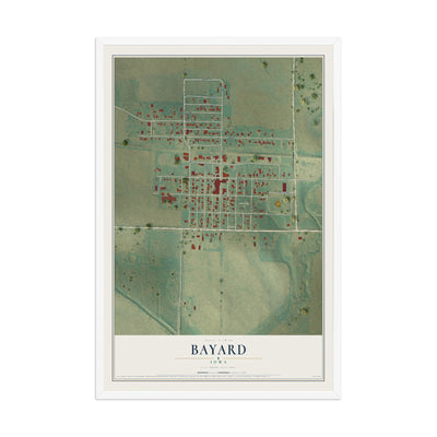 Map of Bayard, Iowa, 12 x 18 inch print in a white wood frame