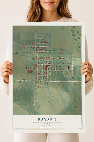 Map of Bayard, Iowa, 18 x 24 inch unframed archival matte print