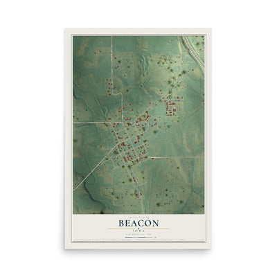 Map of Beacon, Iowa, 12 x 18 inch unframed archival matte print