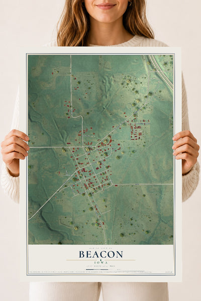 Map of Beacon, Iowa, 18 x 24 inch unframed archival matte print