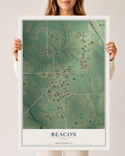 Map of Beacon, Iowa, 24 x 36 inch unframed archival matte print