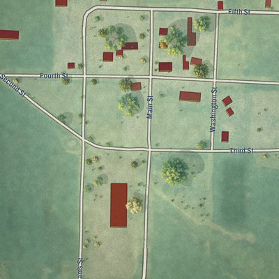 Close-up of the map of Beaconsfield, Iowa print showing street and building detail