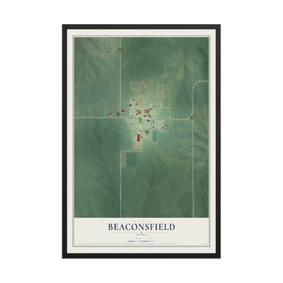 Map of Beaconsfield, Iowa, 12 x 18 inch print in a black wood frame