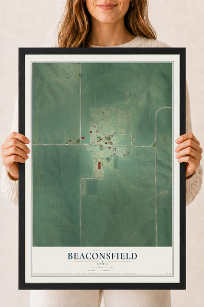 Map of Beaconsfield, Iowa, 18 x 24 inch print in a black wood frame