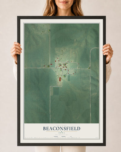 Map of Beaconsfield, Iowa, 24 x 36 inch print in a black wood frame
