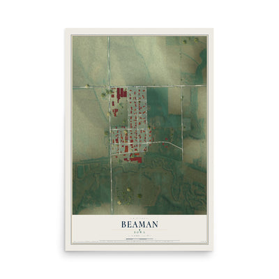 Map of Beaman, Iowa, 12 x 18 inch unframed archival matte print