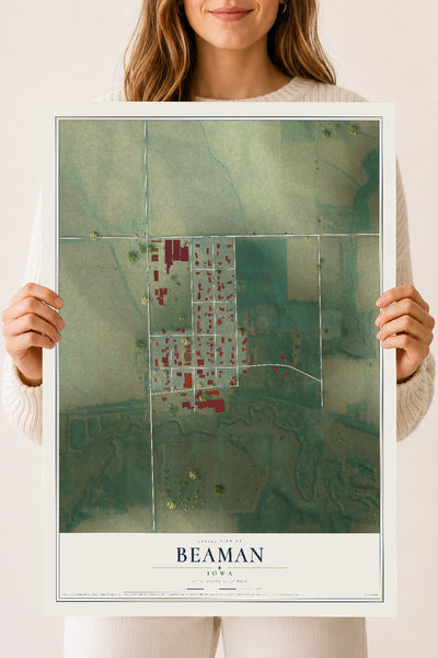 Map of Beaman, Iowa, 18 x 24 inch unframed archival matte print