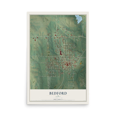 Map of Bedford, Iowa, 12 x 18 inch unframed archival matte print