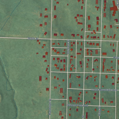 Second close-up of the map of Bedford, Iowa print showing more streets and buildings
