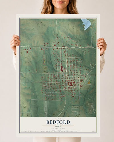 Map of Bedford, Iowa, 24 x 36 inch unframed archival matte print