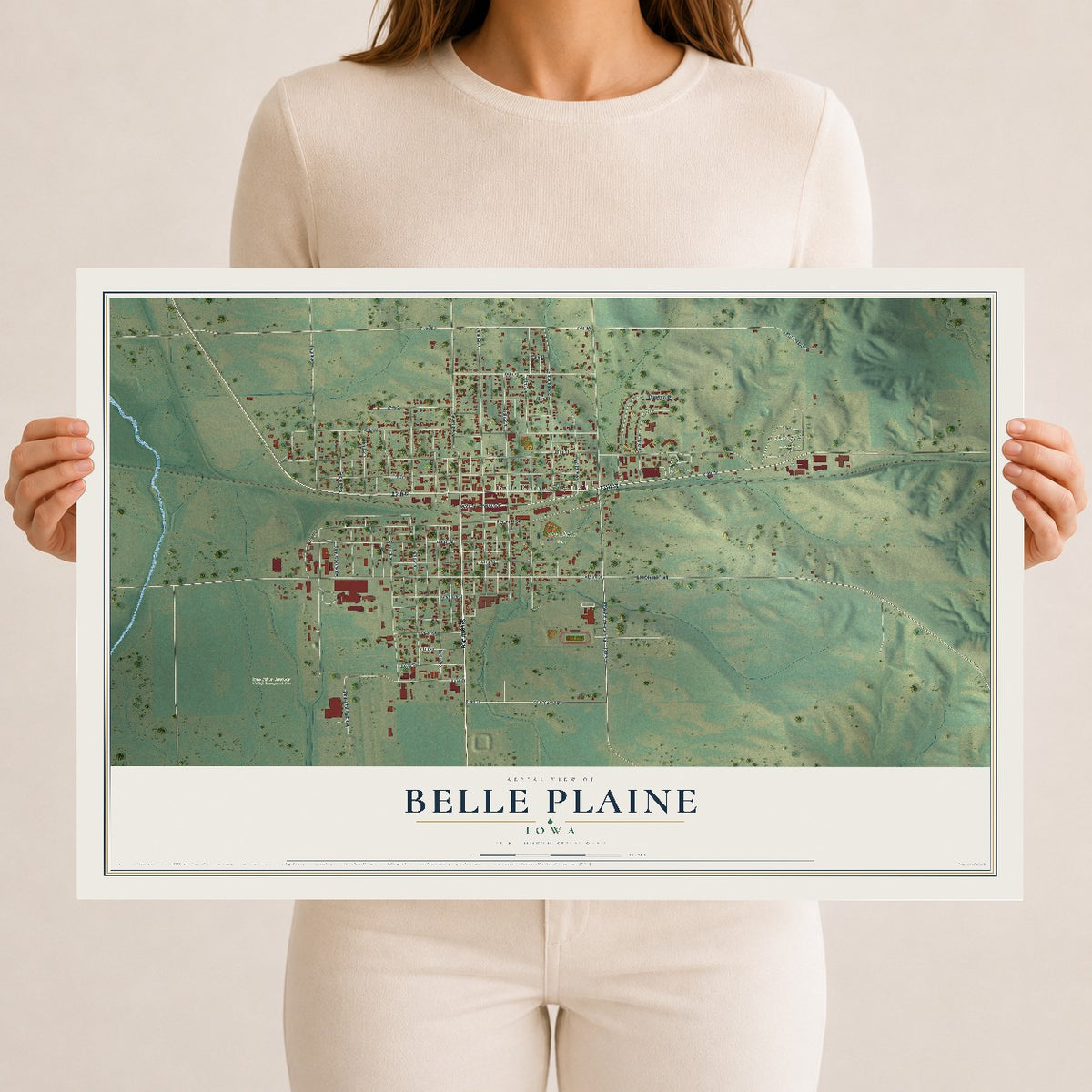 Map of Belle Plaine, Iowa, 12 x 18 inch unframed archival matte print