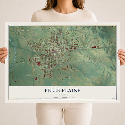 Map of Belle Plaine, Iowa, 18 x 24 inch unframed archival matte print