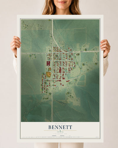 Map of Bennett, Iowa, 24 x 36 inch unframed archival matte print