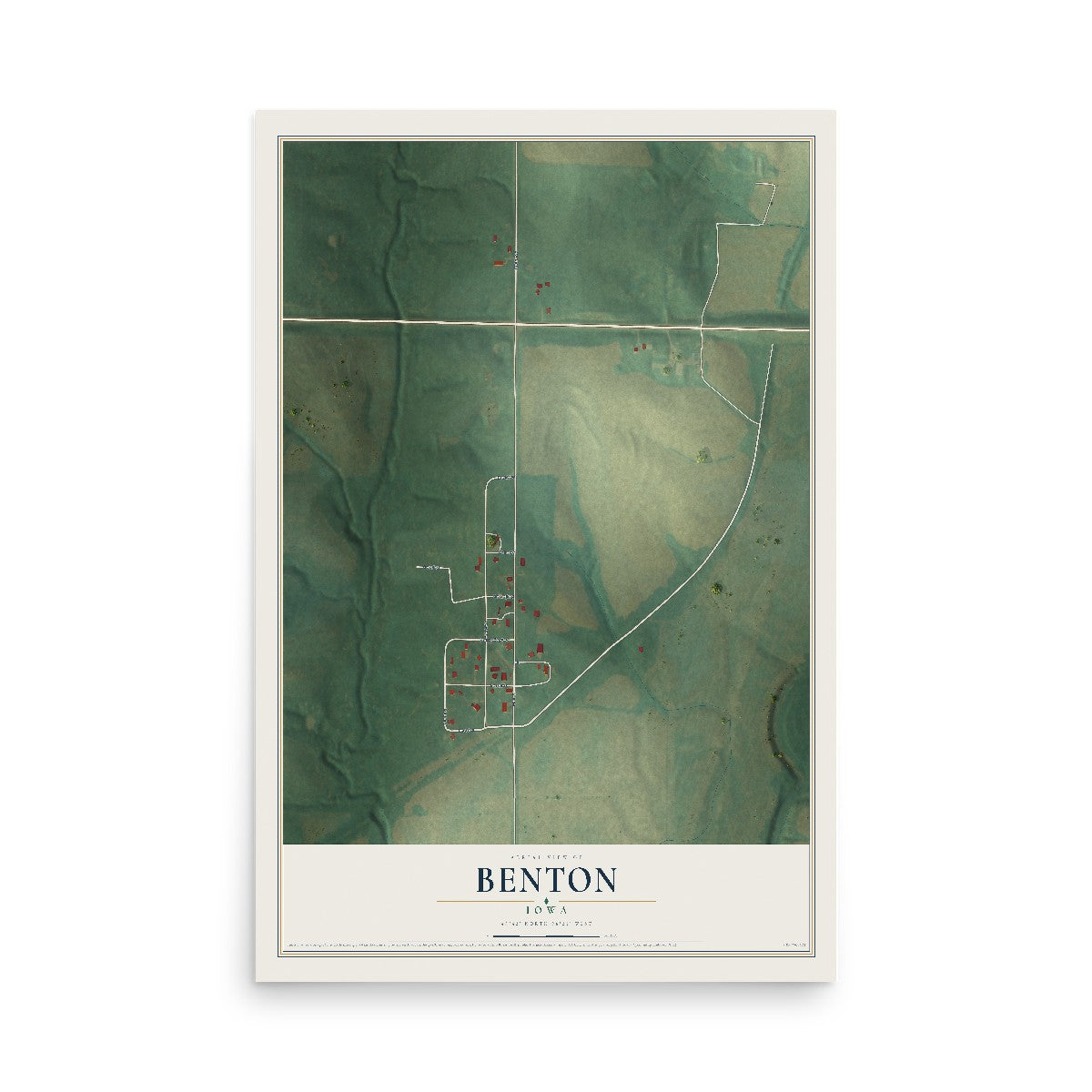 Map of Benton, Iowa, 12 x 18 inch unframed archival matte print