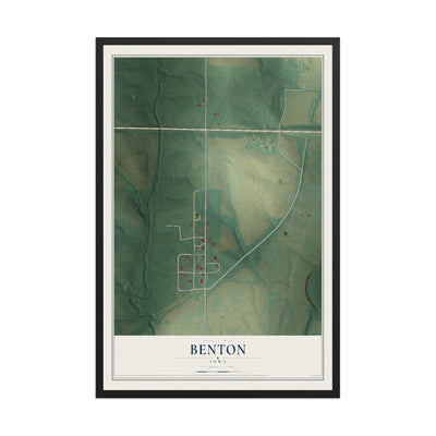 Map of Benton, Iowa, 12 x 18 inch print in a black wood frame
