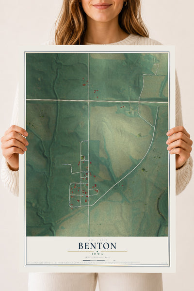 Map of Benton, Iowa, 18 x 24 inch unframed archival matte print