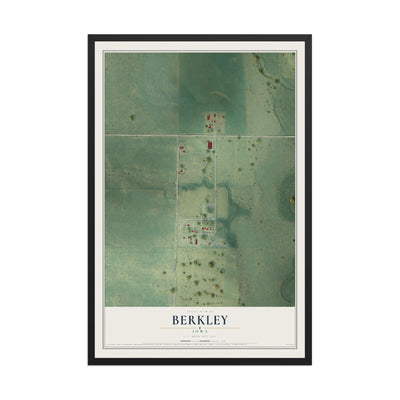 Map of Berkley, Iowa, 12 x 18 inch print in a black wood frame