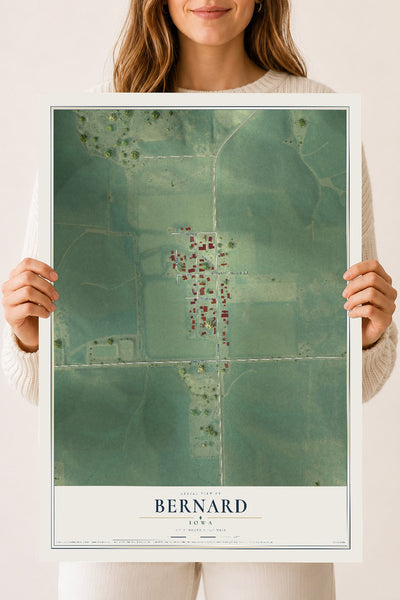 Map of Bernard, Iowa, 18 x 24 inch unframed archival matte print