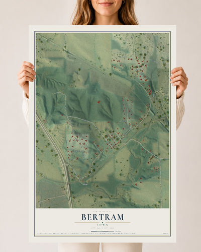 Map of Bertram, Iowa, 24 x 36 inch unframed archival matte print