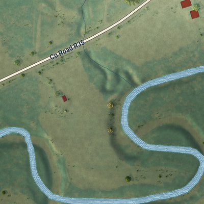 Second close-up of the map of Bevington, Iowa print showing more streets and buildings