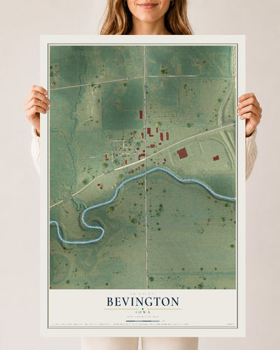 Map of Bevington, Iowa, 24 x 36 inch unframed archival matte print