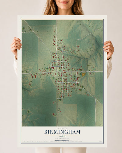 Map of Birmingham, Iowa, 24 x 36 inch unframed archival matte print