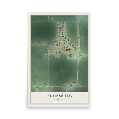 Map of Blairsburg, Iowa, 12 x 18 inch unframed archival matte print