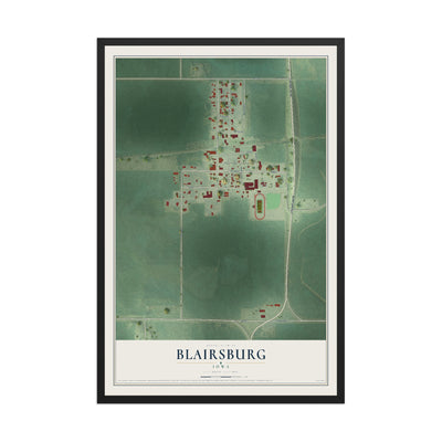 Map of Blairsburg, Iowa, 12 x 18 inch print in a black wood frame