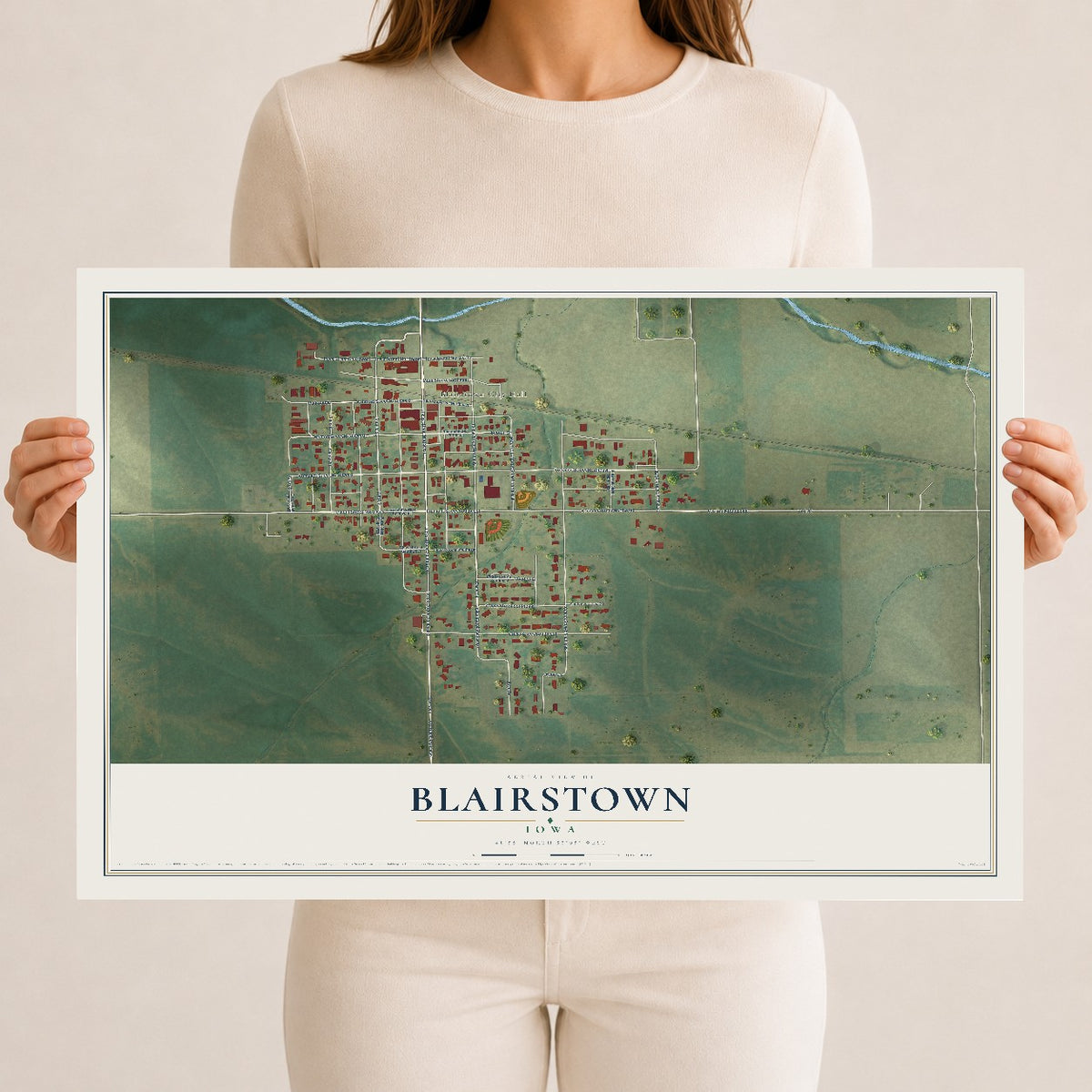 Map of Blairstown, Iowa, 12 x 18 inch unframed archival matte print