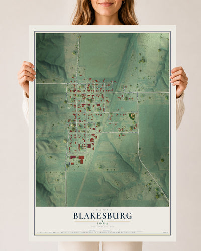 Map of Blakesburg, Iowa, 24 x 36 inch unframed archival matte print