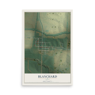 Map of Blanchard, Iowa, 12 x 18 inch unframed archival matte print