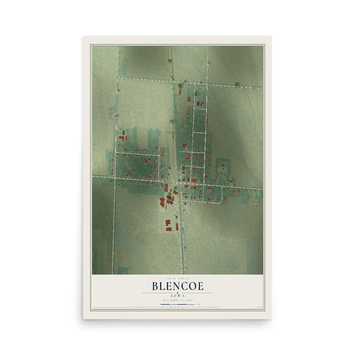 Map of Blencoe, Iowa, 12 x 18 inch unframed archival matte print