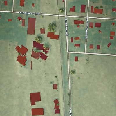 Close-up of the map of Blencoe, Iowa print showing street and building detail